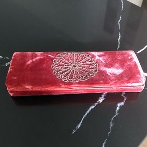 Pink Velvet Clutch with silver beading